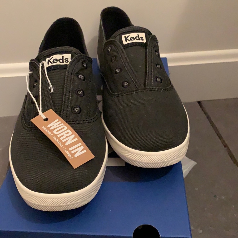 Keds size 8 charcoal slide on sneakers